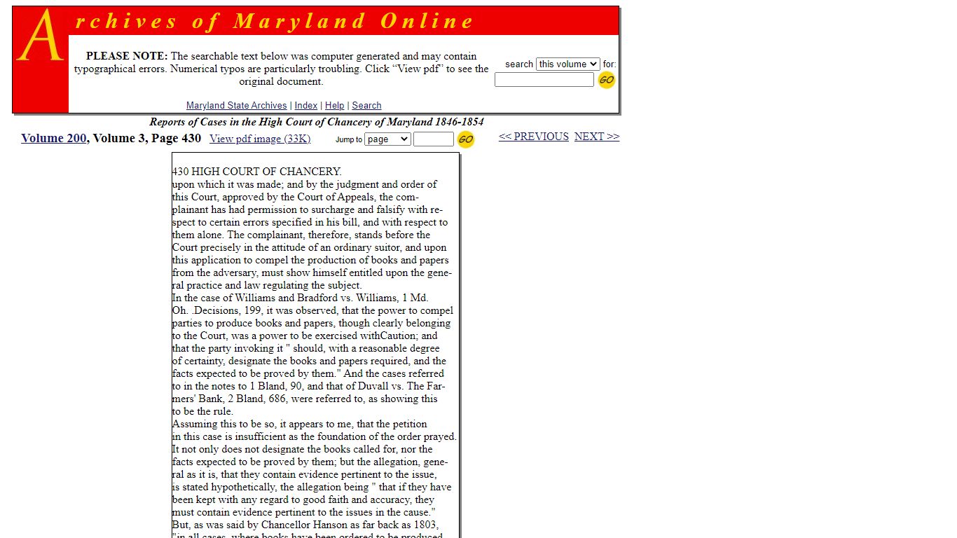 Reports of Cases in the High Court of Chancery of Maryland 1846-1854
