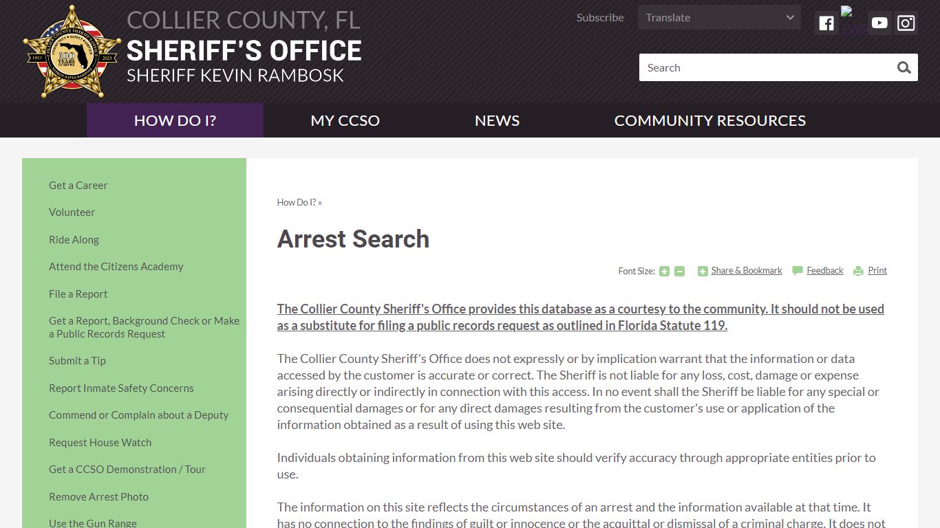 Arrest Search | Collier County, FL Sheriff
