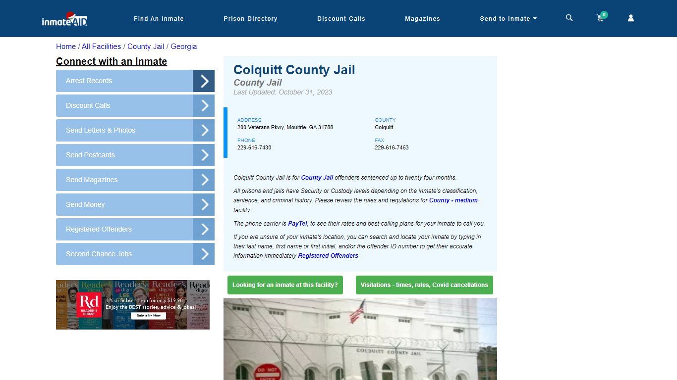Colquint County Jail - Inmate Locator - Moultrie, GA