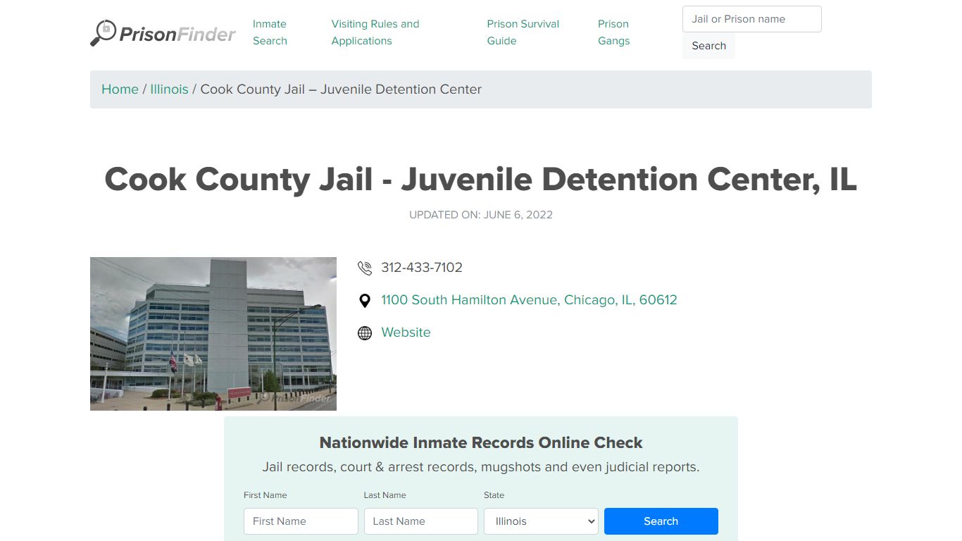 Cook County Jail - Juvenile Detention Center, IL Inmate