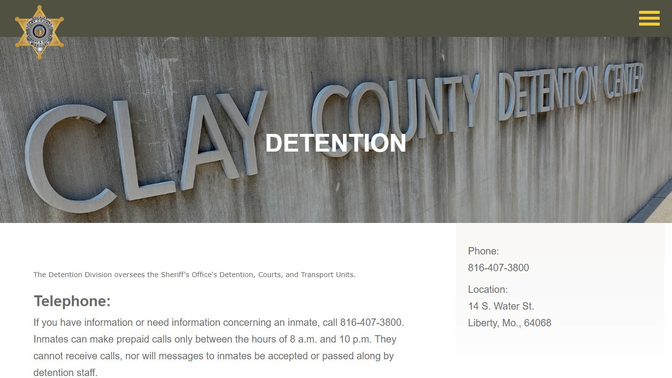 Detention Center | Missouri | Clay County Sheriff’s Office