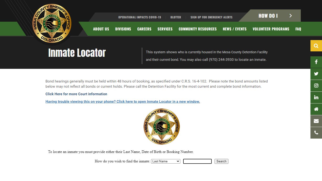 Inmate Locator - Mesa County Sheriff’s Office - Mesa