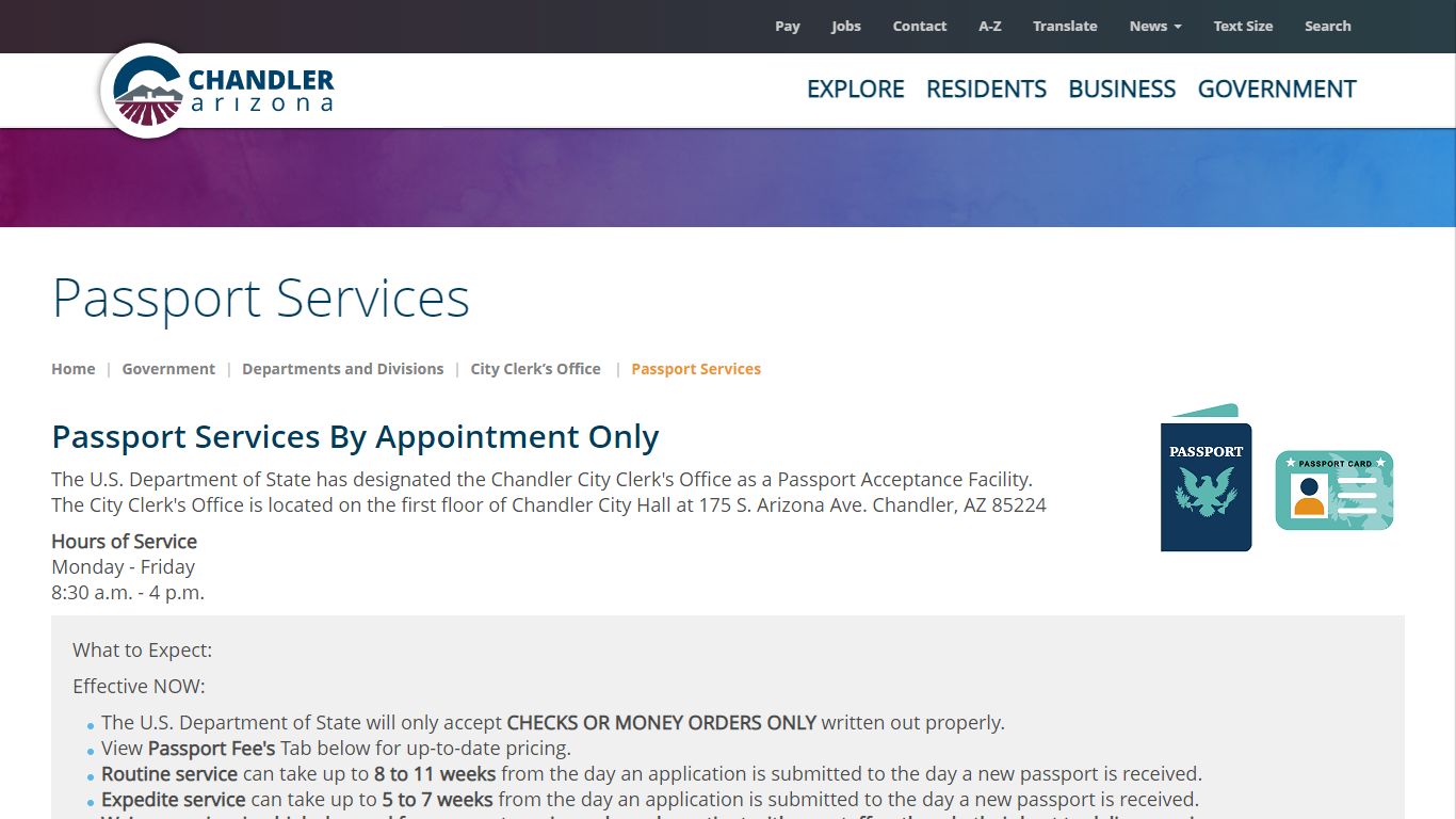Passport Services | City of Chandler