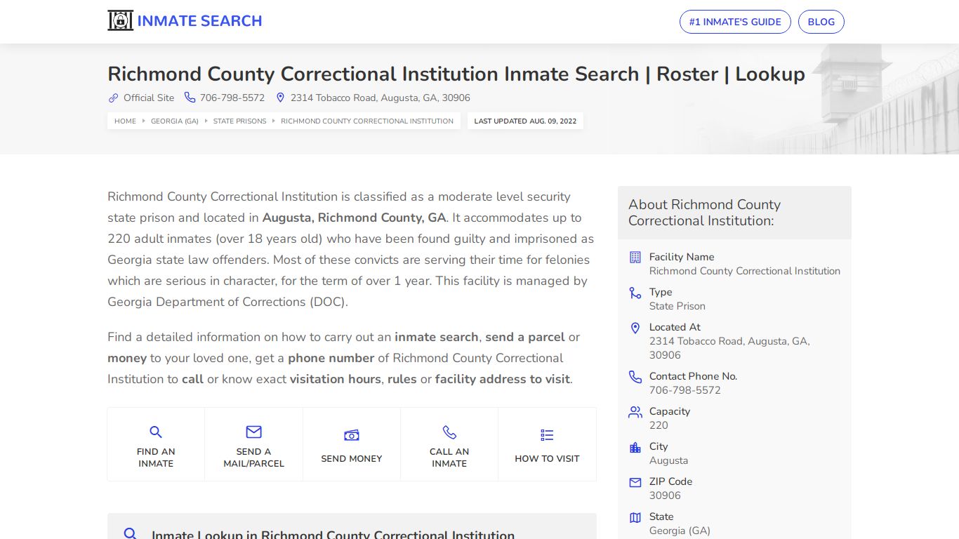 Richmond County Correctional Institution Inmate Search ...