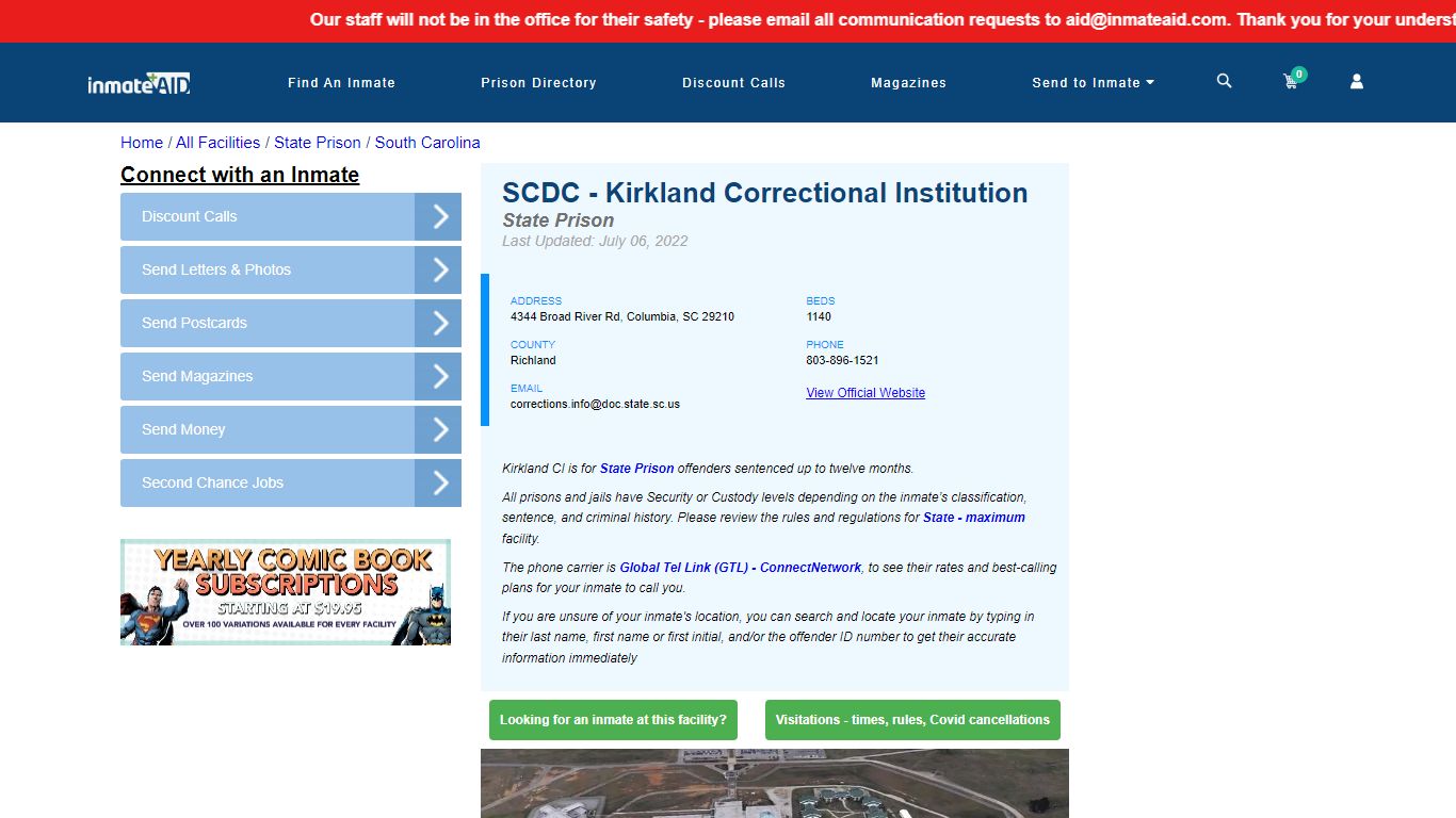 SCDC - Kirkland Correctional Institution & Inmate Search ...