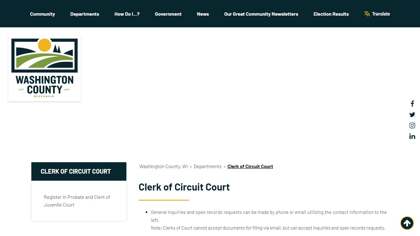 Clerk of Circuit Court - Washington County, WI