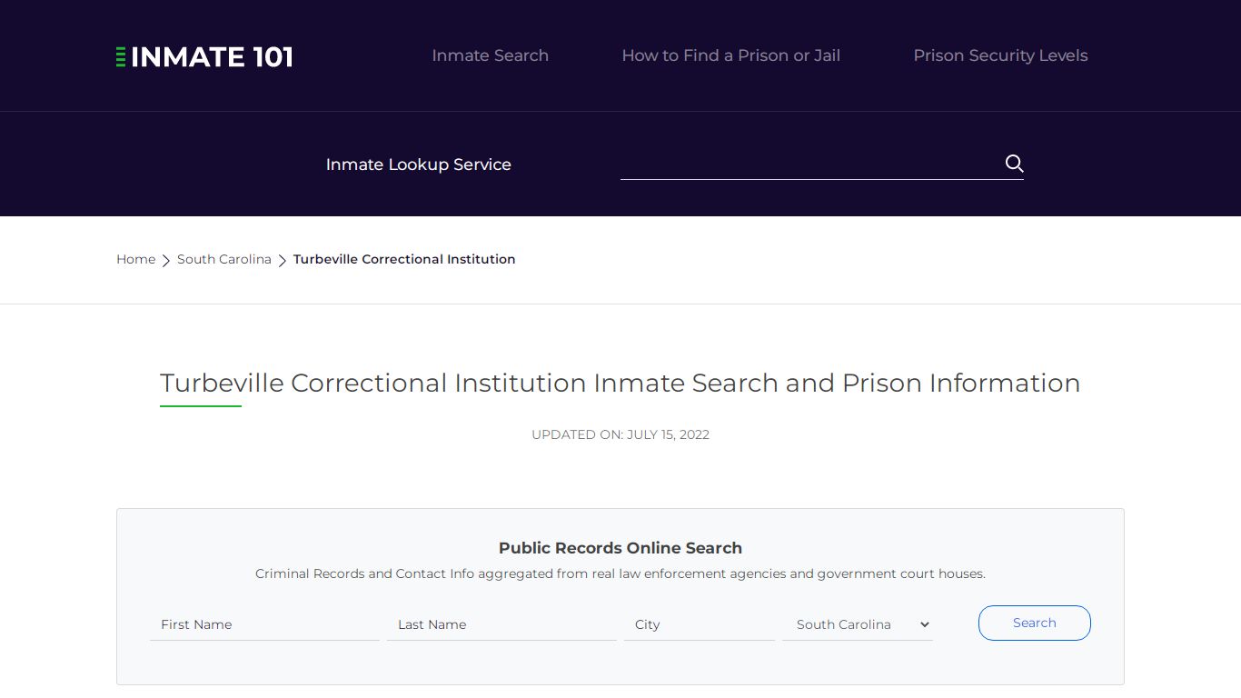 Turbeville Correctional Institution Inmate Search ...