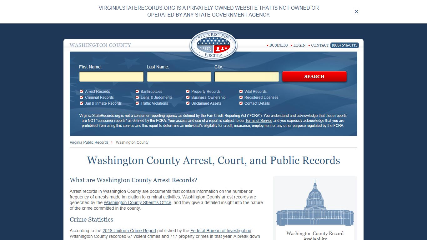 Washington County Arrest, Court, and Public Records